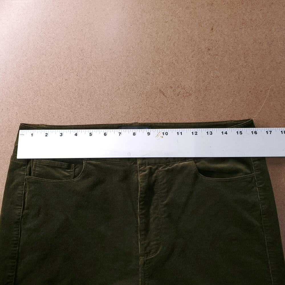 Paige Genevieve Flare Corduroy Pants Stretch Women 30 Dk Brushed Olive 70s Boho - Picture 6 of 15